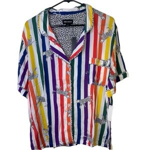 Colorful Striped Button-Up Top